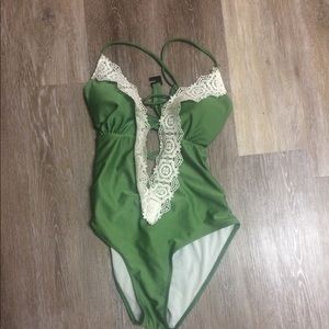 Green lace swimsuit